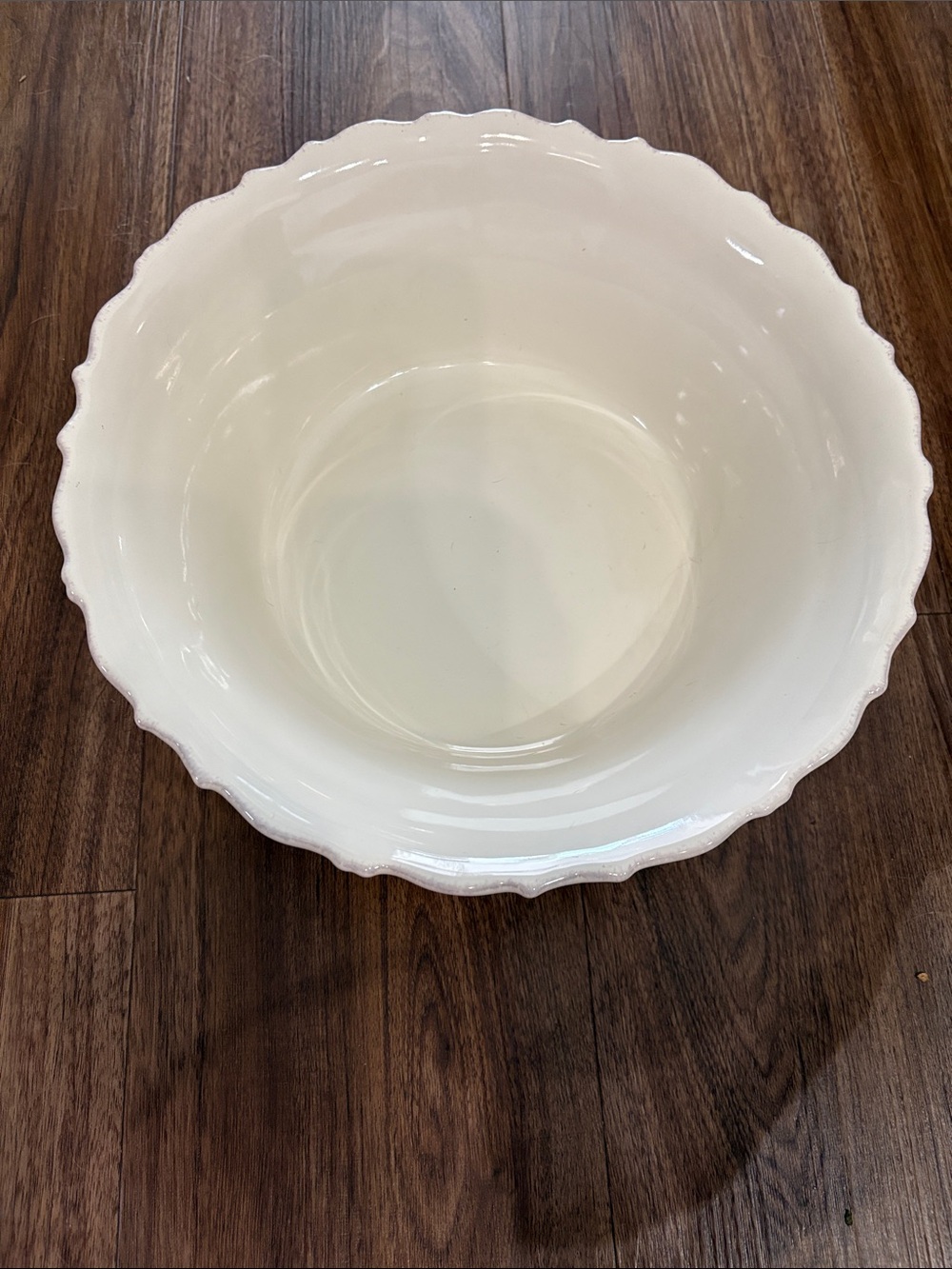Scalloped White Ceramic Serving Bowl - Home Dining